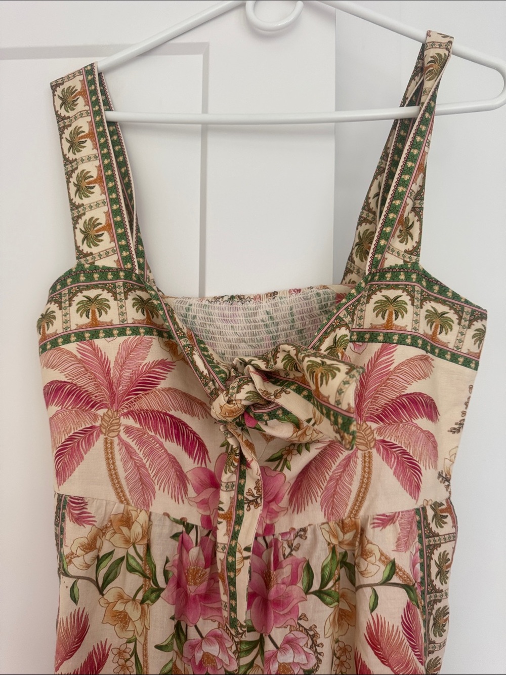 FARM Rio Pink and Green Tropical Tie-Front Wide-Leg Jumpsuit - Picture 6 of 6